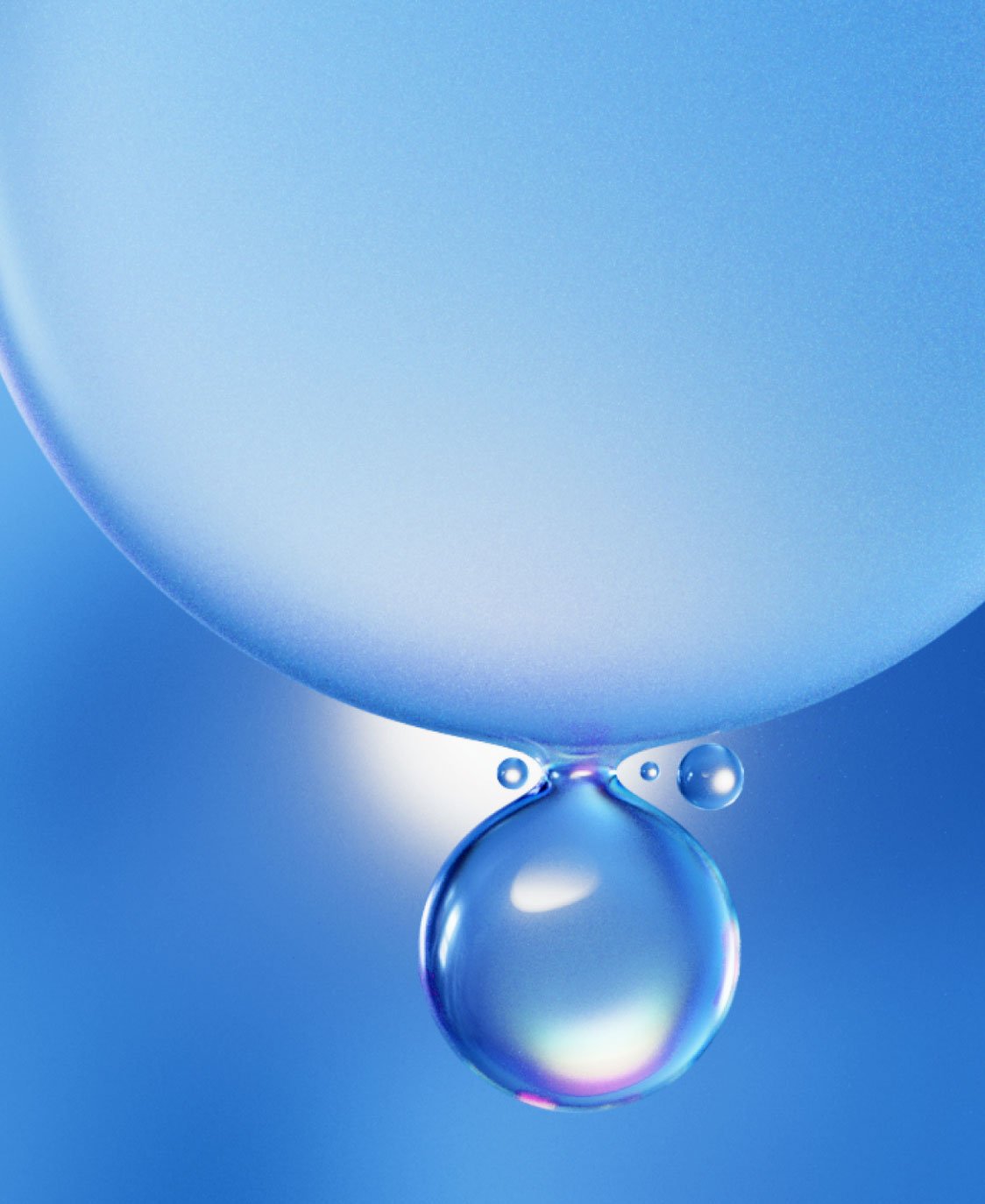 The background is navy blue with a white center. At the top of the image shows the majority of a light blue circle that says “Retinol vs Tretinoin” in white. Below the circle there are four more smaller bubble looking circles. All four are a translucent blue with a bit of pink. The biggest one out of the small bubbles is touching the biggest one (that is first mentioned) with 2 tiny bubbles to the upper right of it and one to the left.
